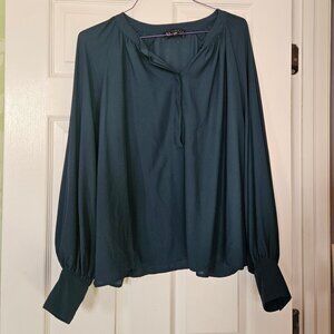 Eloquii Puffed Long Sleeve Teal Blouse Size 14